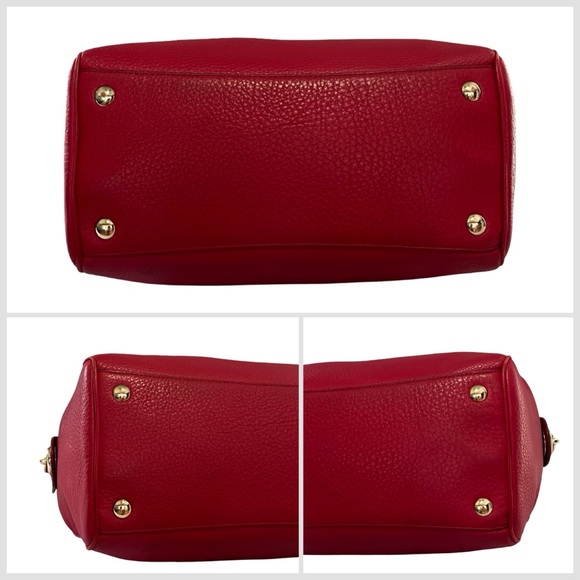 Coach Cherry Red Pebble Leather Bennett Satchel w/ Crossbody Strap - Picture 10 of 12